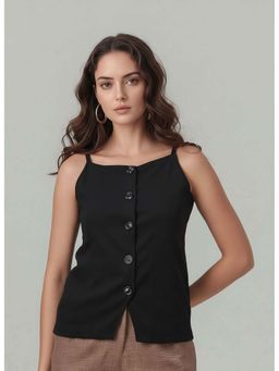 Twenty Dresses by Nykaa Fashion - Black Shoulder Straps Regular Top