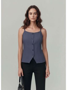Twenty Dresses by Nykaa Fashion - Blue Sleeveless Vest Style Top