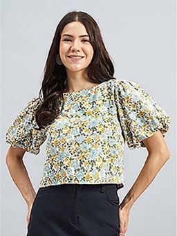 Twenty Dresses by Nykaa Fashion - Womens Puff Sleeves Floral Print Cotton Top
