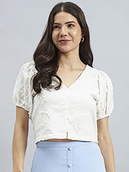 Twenty Dresses by Nykaa Fashion - White Cotton Embroidered Crop Top
