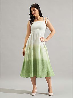 Twenty Dresses by Nykaa Fashion - Women Green Ombre Tie-Up Strap Midi Dress