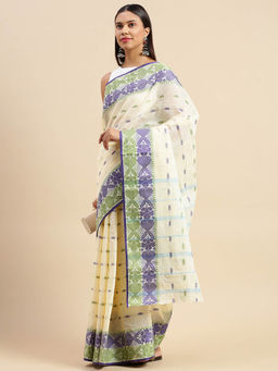 DESH BIDESH - Handloom Bengal Tant Saree Noyonchuri Design Purple without Blouse