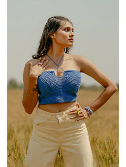 FREAKINS - Estate Blue Crochet Top