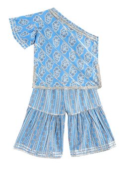 Readiprint - Straight Cotton Blue Printed Kurta And Sharara (Set of 2)