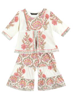 Readiprint - A Line Cotton Cream Printed Kurta And Sharara (Set of 2)