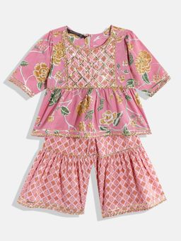 Readiprint - Frock Pink Cotton Kurti With Sharara (Set of 2)