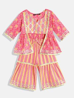 Readiprint - Frock Cotton Red And Yellow Top With Sharara (Set of 2)