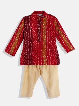 Readiprint - Straight Rayon Red Kurta With Pyjama (Set of 2)