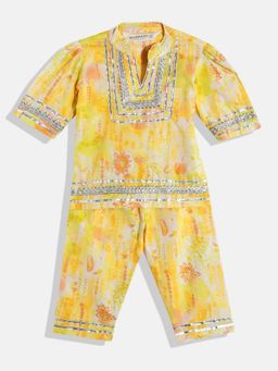 Readiprint - Straight Cotton Yellow Kurta And Bottom (Set of 2)
