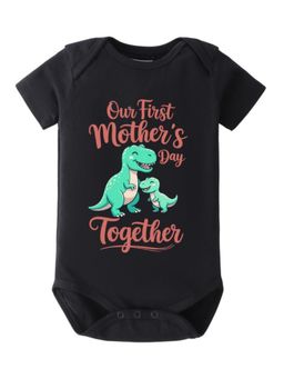 BLUSHES - Cotton Knit Our First Mother's Day Together Printed Onesies - Black