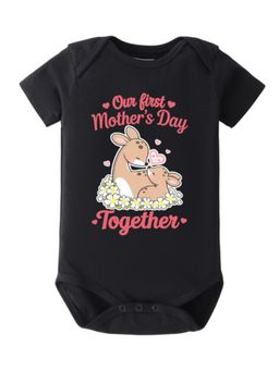 BLUSHES - Cotton Knit Our First Mother's day Together Printed Onesies - Black