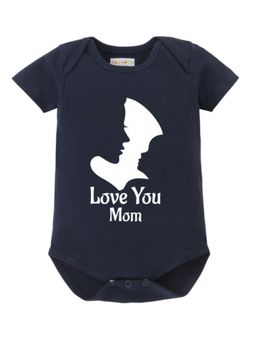 BLUSHES - Cotton Knit Half Sleeves Love You Mom Printed Onesies - Navy Blue