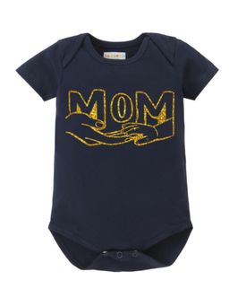 BLUSHES - Cotton Knit Half Sleeves Mom Printed Onesies - Navy Blue