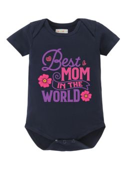BLUSHES - Cotton Knit Best Mom In The World Printed Onesies - Navy Blue