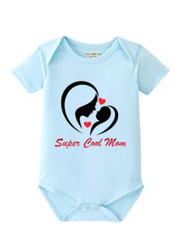 BLUSHES - Cotton Knit Half Sleeves Super Cool Mom Printed Onesies - Blue
