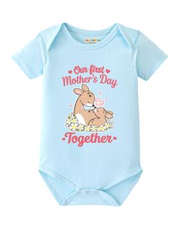 BLUSHES - Cotton Knit Our First Mother's day Together Printed Onesies - Blue