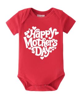BLUSHES - Cotton Knit Half Sleeves Mother's day Printed Onesies - Red