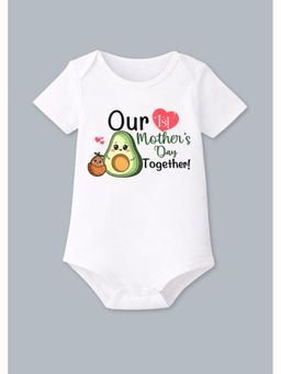 BLUSHES - Cotton Knit Half Sleeves Our Mother's day Together Printed Onesies - White