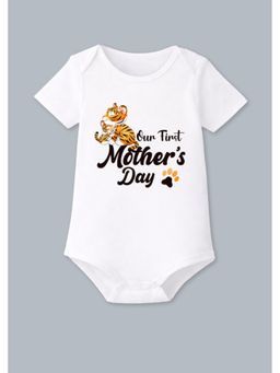 BLUSHES - Cotton Knit Half Sleeves Our First Mother's day Printed Onesies - White