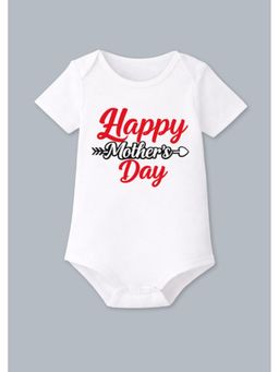 BLUSHES - Cotton Knit Half Sleeves Happy Mother's day Printed Onesies - White