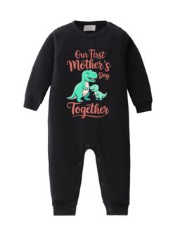 BLUSHES - Cotton Knit Our First Mother's Day Together Printed Romper - Black