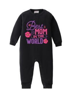 BLUSHES - Cotton Knit full Sleeves Best Mom In The World Printed Romper - Black