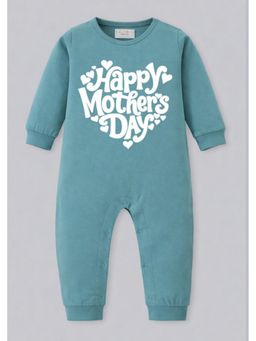 BLUSHES - Cotton Knit Full Sleeves Mother's day Printed Romper - Olive