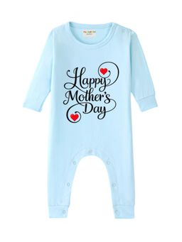 BLUSHES - Cotton Knit Full Sleeves Mother's day Printed Romper - Blue