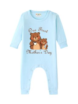 BLUSHES - Cotton Knit Our First Mother's Day Printed Romper - Blue
