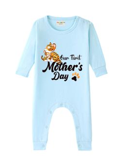 BLUSHES - Cotton Knit Our First Mother's day Printed Romper - Blue