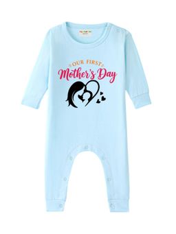 BLUSHES - Cotton Knit Full Sleeves Our Mother's day Printed Romper - Blue