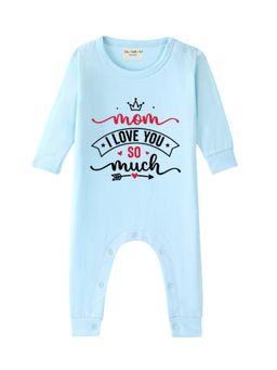 BLUSHES - Cotton Knit Mom I Love You So Much Printed Romper - Blue