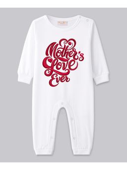BLUSHES - Cotton Knit Full Sleeves Mother's Love Ever Printed Romper - White