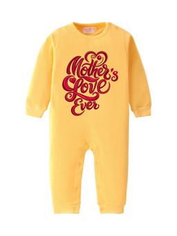 BLUSHES - Cotton Knit Full Sleeves Mother's Love Ever Printed Romper - Yellow