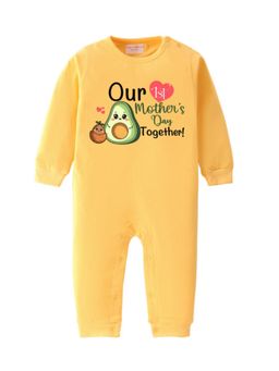BLUSHES - Cotton Knit Full Sleeves Our Mother's day Together Printed Romper - Yellow