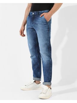 Campus Sutra - Mens Classic Blue Medium Washed Regular Fit Denim Jeans