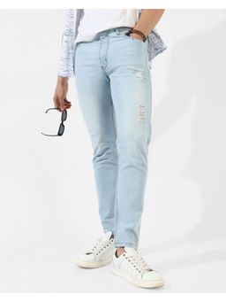 Campus Sutra - Mens Classic Light Blue Light Washed Regular Fit Denim Jeans