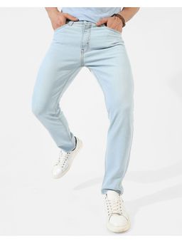 Campus Sutra - Mens Classic Light Blue Light Blue Washed Regular Fit Denim Jeans