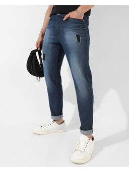 Campus Sutra - Mens Classic Navy Blue Dark Washed Regular Fit Denim Jeans