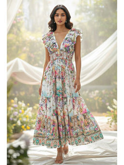 All Eyes On You - Multi-Color Floral Printed Maxi Dress