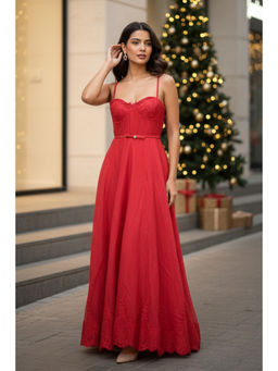 All Eyes On You - Red Corset Gown with Belt