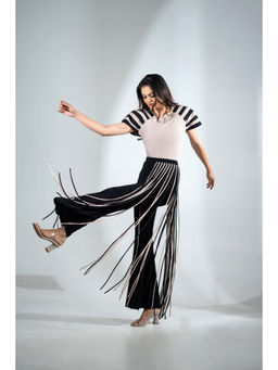 DOORS DESIGNS - Nude Noir Top with Pant - Multi-Color