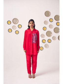 Western Era - Long Chintz Embroidered Pink Shirt