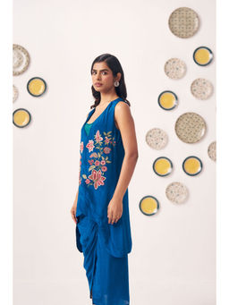 Western Era - Blue Embroidered Top With Spaghetti