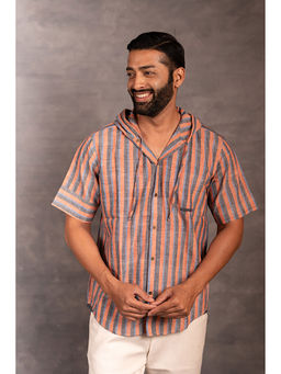 Thread Game - Men Khadi Rust Hooded Shirt