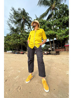 NEORA BY NEHAL CHOPRA - Yellow Collar Neck Solid Shirt