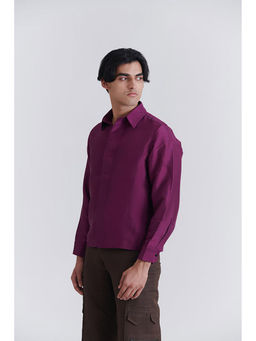 No Grey Area - Purple Satin Boxy Shirt