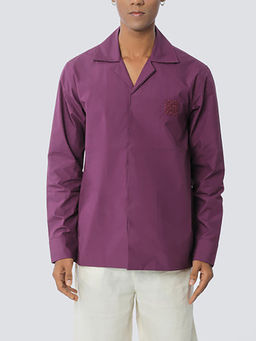 No Grey Area - Purple Kolam Embroidered Shirt