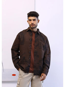 No Grey Area - Brown Surrealist Overshirt