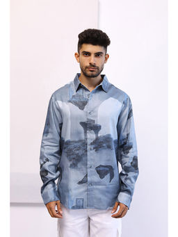 No Grey Area - Blue Surrealist Tonal Shirt